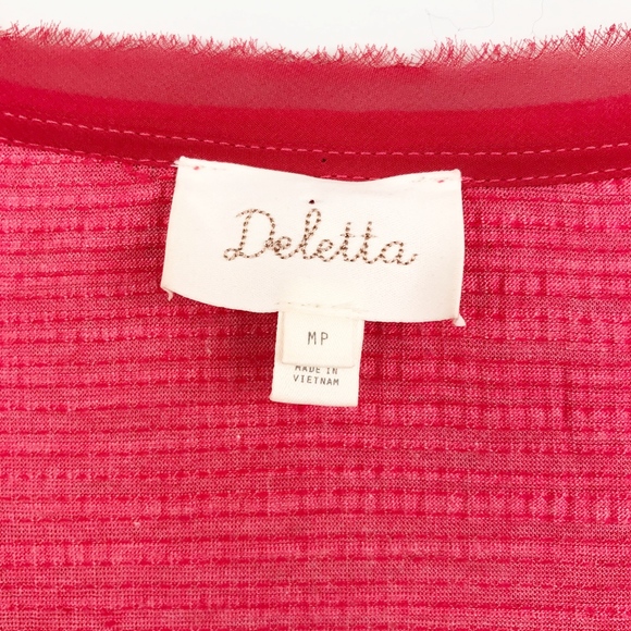 Anthropologie Deletta Ruffle Blouse Red Petite Med - Picture 6 of 6